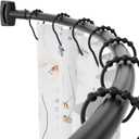 Curved Shower Curtain Rod, 42-72 inches Adjustable Curved Shower Rod, RustProof Curved Shower Rods for Bathroom, Bathtub, Premium Stainless Steel, Need to Drill, Black