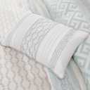 Madison Park Luxury Comforter Set-Traditional Jacquard Design All Season Down Alternative Bedding, Matching Bedskirt, Decorative Pillows, Queen(90"x90"), Bennett, Geometric Aqua 7 Piece