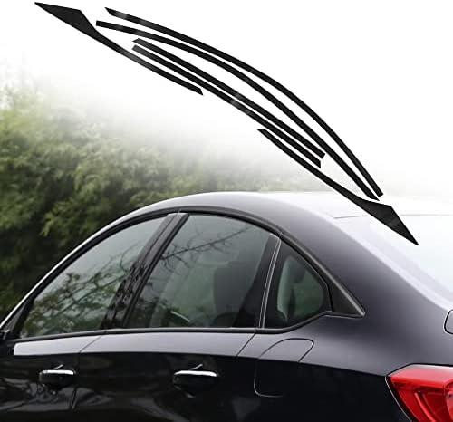 TOMALL Car Window Edge Vinyl Stickers Compatible with Honda Accord Sedan 2018 2019 2020 2021 2022 Auto Window Cover Strip Trim Accessories (Glossy Black)