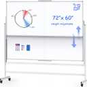 Dry Erase Whiteboard Height Adjustable, 72x60 inches Large Standing Easel White Board on Wheels, Mobile Magnetic Rolling White Board for Office Home Classroom, School Supplies for Teaching