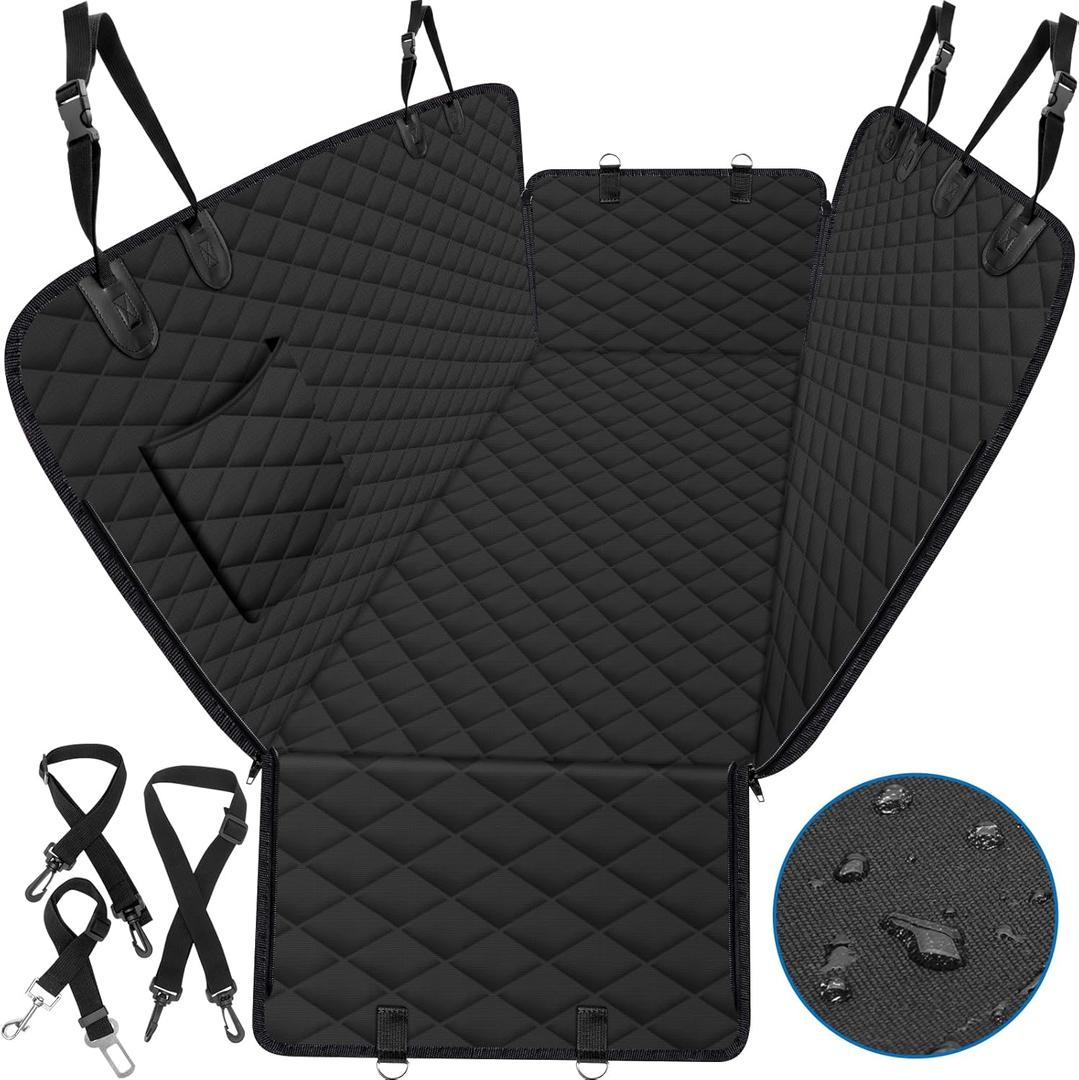 BeneathYourFeet Dog Seat Cover (54" W x 56" L, Black) Scratch Prevention Dog Car Seat Cover for Back Seat Waterproof Dog Hammock for Car Car Seat Covers for Dogs