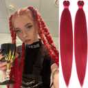 Rose Red Color Pre Stretched Braiding Hair Long Braid 30 Inch 2 Packs Braiding Hair Extensions Professional Synthetic Fiber Crochet Twist Braids