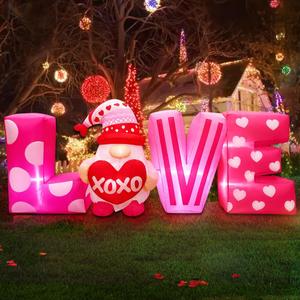 KOOY 6.3FT Long Valentine Day Inflatables Outdoor Decorations Inflatable Love Letters Valentines Gnomes Blow Up Yard Decor with LED Lights for Home Wedding Ceremony Lawn Garden Party Decoration