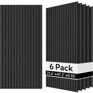 Olanglab Wood Veneer Acoustic Wall Panels 6 Pack, 23.6"47.2" Sound Absorbing Wall Panels for Interior Wall Decor, Matte Black