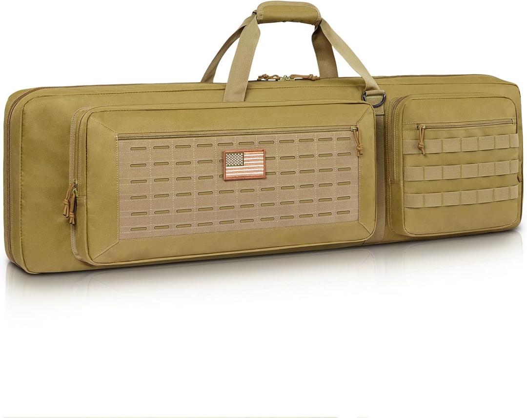 CVLIFE 42" Soft Rifle Case Rifle Bag Double Long Gun Bag Gun Case Rifle Backpack, with Backpack Straps and Lockable Zipper for Gun Storage and Transportation and Outdoor Hunting Shooting (42"x12.5", Flat Dark Earth)