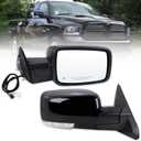 Right Passenger Side Door Mirror Compatible With 2013-2018 Ram 1500 2500 3500 With Power Folding Power Glass Heated Turn Signal Puddle Lights Black Replace#68096196AF (9+2Pins), R-11Pins