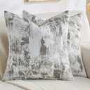 FUTEI Pack of 2 Faux Cashmere Jacquard Throw Pillow Covers 18x18 Inch Soft Marble Pattern Vintage Decorative Cushion Case Modern Farmhouse Accent for Couch Bed Living Room, Black White