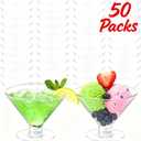 50 Pcs Disposable Plastic Martini Glasses for Parties 5oz, Unbreakable Clear Cocktail Dessert Parfait Glasses, Mini Martini Cups for Wedding Party Bowl Wine Ice Cream