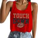Game Day Shirt Women's Sexy Football Crop Tank Vintage Shirt Sport Season Sleeveless Tee Tops (Red, S)
