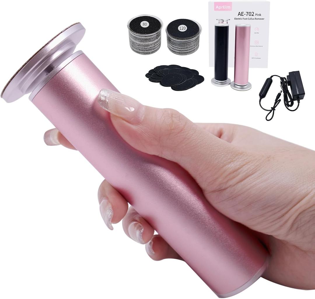 4.8IN Longer Electric Foot Callus Remover with 80pcs Sandpaper Discs, Professional Aluminum Callus Remover for Feet, Stepless Speed Control Pedicure Tools for Dead Skin