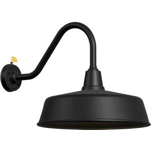 JOESA Extra Large 24" Barn Gooseneck Light, Dusk to Dawn Exterior Light Fixture, Ideal for Installation on Porch, Garage Doorway, Classic Outdoor Barn Light.