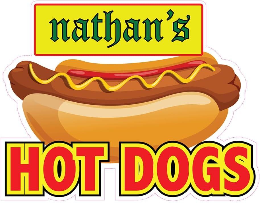 Food Truck Decals Nathan's Hot Dogs Concession Restaurant Die-Cut Vinyl Sticker & Sign 18 in on Longest Side