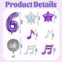 Purple Music Birthday Party Decorations Magical Music Themed Party Supplies, Number 6 Balloon Set 40 Inch Large Number Foil Mylar Balloons