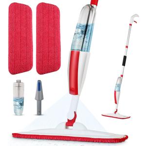 Mops for Floor Cleaning Wet Spray Mop with 14 oz Refillable Bottle and 2 Washable Microfiber Pads Home or Commercial Use Dry Wet Flat Mop for Hardwood Laminate Wood Ceramic