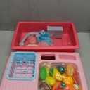 CUTE STONE Color Changing Play Kitchen Sink Toys, Children Electric Dishwasher Playing Toy with Running Water,Upgraded Real Faucet and Play Dishes,Pretend Role Play Toys for Kids Boys Girls (Dark Pink)