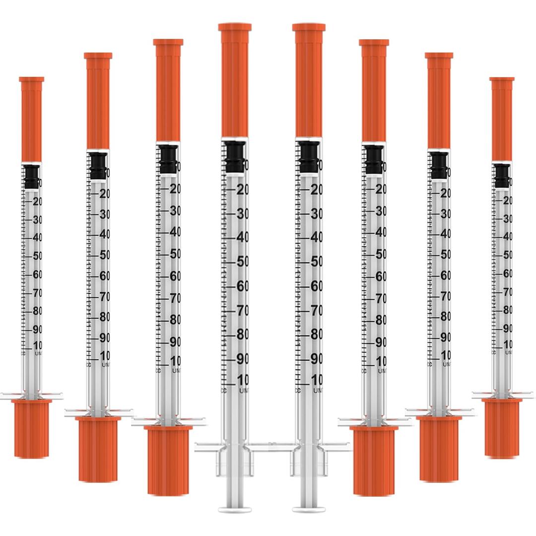 Insulin Syringe with Needle, 1ml 30 Gauge 5/16 inch (8mm), Individual Wrapped, 30 Pack