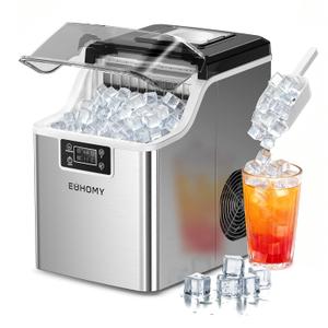 EUHOMY Ice Cube Maker Machine Countertop, 2 Ways to Add Water, 45Lbs/Day 24 Pcs Ready in 13 Mins, Self-Cleaning Portable Compact, with Ice Scoop & Basket, Perfect for Home/Kitchen/Office/Bar