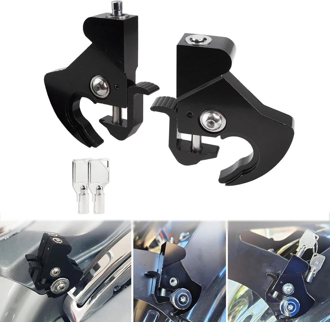 Detachable Locking Rotary Docking Latch Clips Kit with Keys for Sissy Bar Luggage Rack Mounting Compatible with Harley Davidson Touring Dyna Softail Sportster 1984-2024