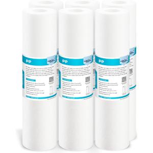 Membrane Solutions 20 Micron Sediment Water Filter Replacement Polypropylene Cartridge 10"x 2.5" for Whole House RO System, Compatible with Aqua-Pure AP110, GE FXUSC, WHKF-GD05, Culligan P5-6 Pack