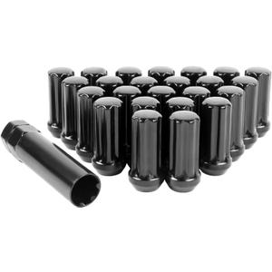 Set of 24, M14x1.5 Lug Nuts Black XL Spline Wheel Lug Nuts for 6 Lug Aftermaket, Conical Bulge Seat, Closed End W/ 1 Socket Key, Replacement for Silverado Tahoe Sierra F150