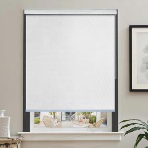 Waterproof Roller Blind with Pelmet Protect for Sun & Rain Blockage Corded Roll Up and Down Blind for Window, Door(White Color 2X5 Feet, Pack of 1 Piece)