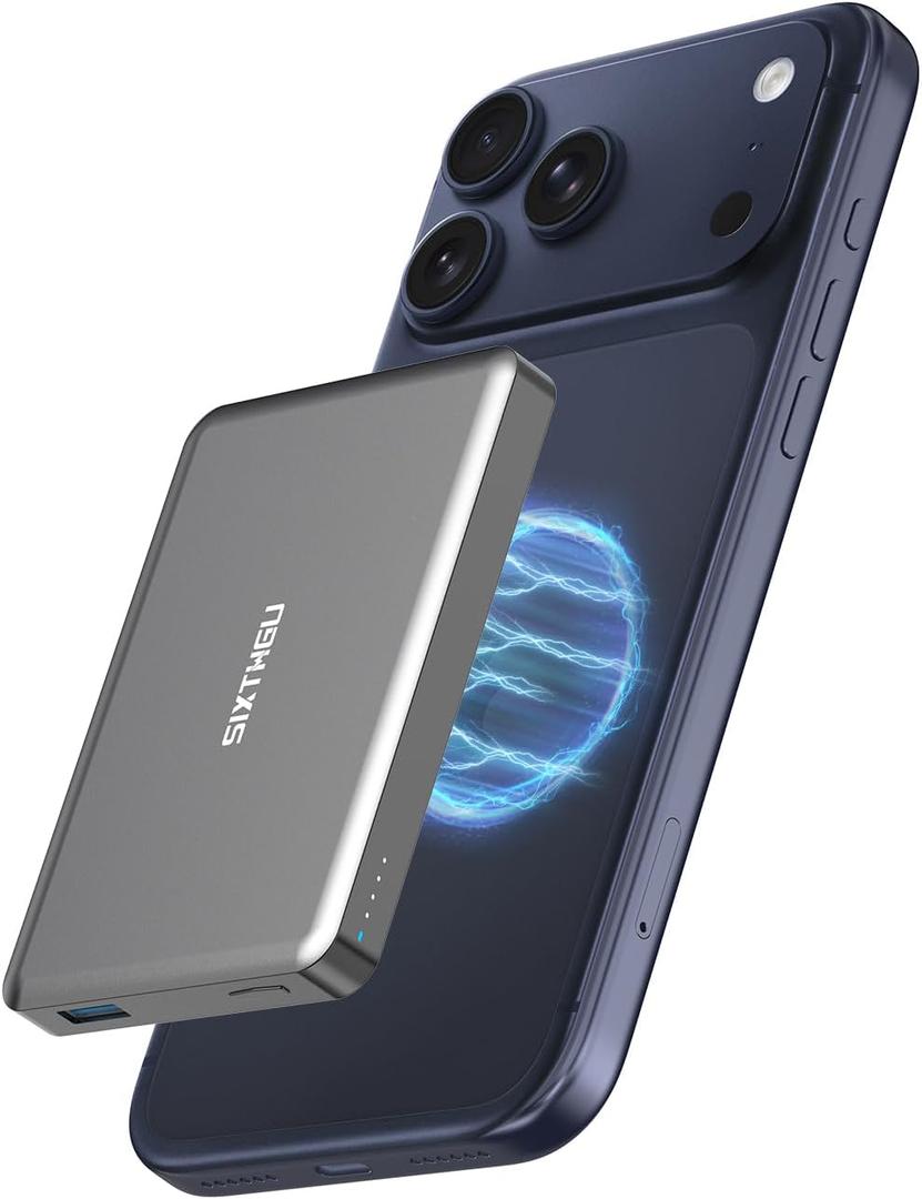 Portable Charger, for Magsafe Power Bank, 10000mAh Magnetic Battery Pack with 22.5W PD Fast Charging for iPhone 17/16/15/14/13/12 Series, Travel Essential, Glacier Gray