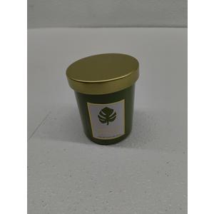 Honeysuckle Sprayed Glass Candle W/Metal Lid Green