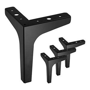 Kyuionty Set of 4 Furniture Legs 7 Inch, Modern Metal Furniture Sofa Legs for Cabinet Couch Sofa Table Cupboard, Triangle Furniture Feet DIY Replacement (Matte Black)