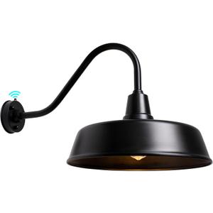 Gooseneck Barn-Lights Outdoor Fixture - 21 inch Farm Style Black Large Lighting Farmhouse Exterior Sconce Wall Light for House, Dusk to Dawn Sensor Front Door Porch Garage (21 inch)