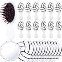SiliFine 24 Pcs Volleyball Gifts for Team Bulk Include 12 Volleyball Air Cushion Hair Brush and 12 2.76 Inch Compact Mirror Round Makeup Mirror for Girl Player