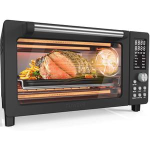 Nuwave Bravo Pro Smart Air Fryer Toaster Oven Combo, Airfryer Convection Oven Countertop, 10-in-1 Functions with Quicker & Even Crisp Technology, 1800W, 50-450F, PFAS-Free, 21QT, Black