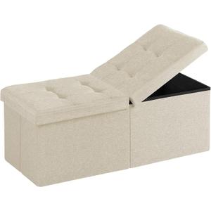 35-INCH Storage Ottoman Bench, Footrest with Storage, End of Bed Bench Coffee Table for Living Room, Bedroom, Entryway, Beige
