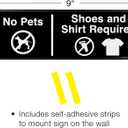 Excello Global Products No Pets, Shoes, Shirt Required Sign: Easy to Mount Informative Plastic Sign with Symbols 9"x3", Pack of 3 (Black)