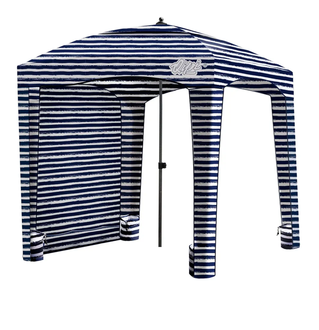 Qipi Beach Cabana - Easy to Set Up Canopy, Waterproof, Portable 6' x 6' Beach Shelter, Included Side Wall, Shade with UPF 50+ UV Protection, Ultimate Sun Umbrella - for Kids, Family & Friends