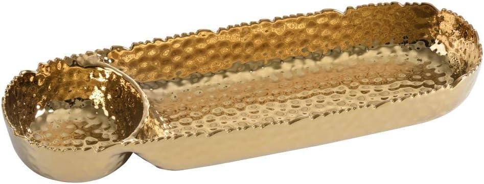Pampa Bay Porcelain Chip & Dip Bowl and Tray Snack Platter (Gold)