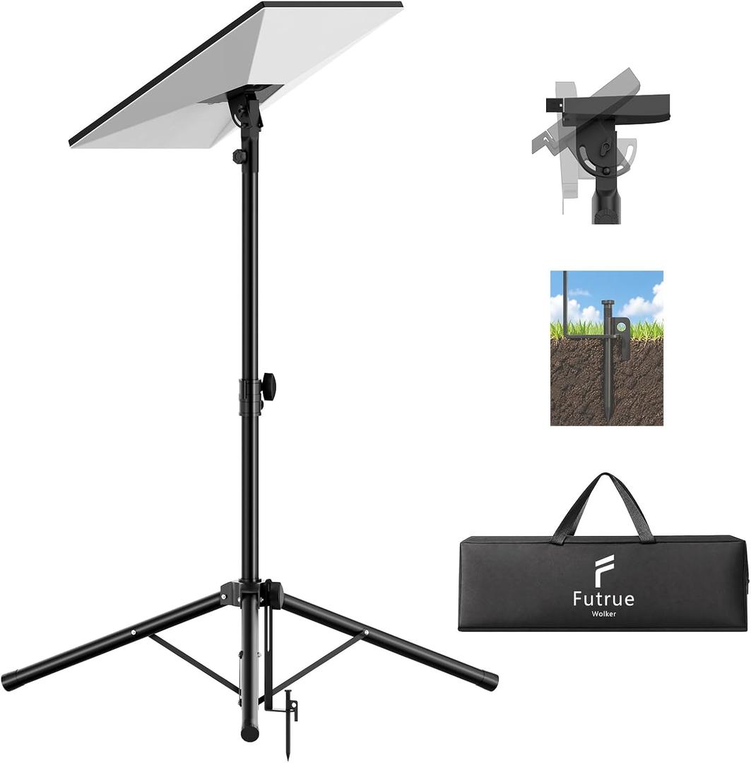 Starlink Mount with Extra-Large Base, Starlink Tripod Mount Gen 3 with 90 Tilt Angle Adjustment Pipe Adapter and Ground Spikes, Heavy Duty Starlink Stand for Starlink Standard 4/4X/V3 (Black)