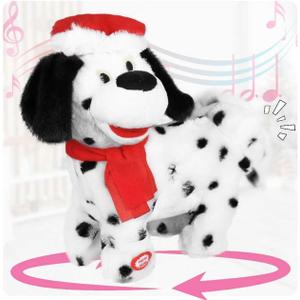 SdeNow Twerking Dog Toy Booty Shaking Walking Santa Claus Puppy Musical Animated Christmas Plush Santa Singing and Dancing Stuffed Animals Dog-English Song