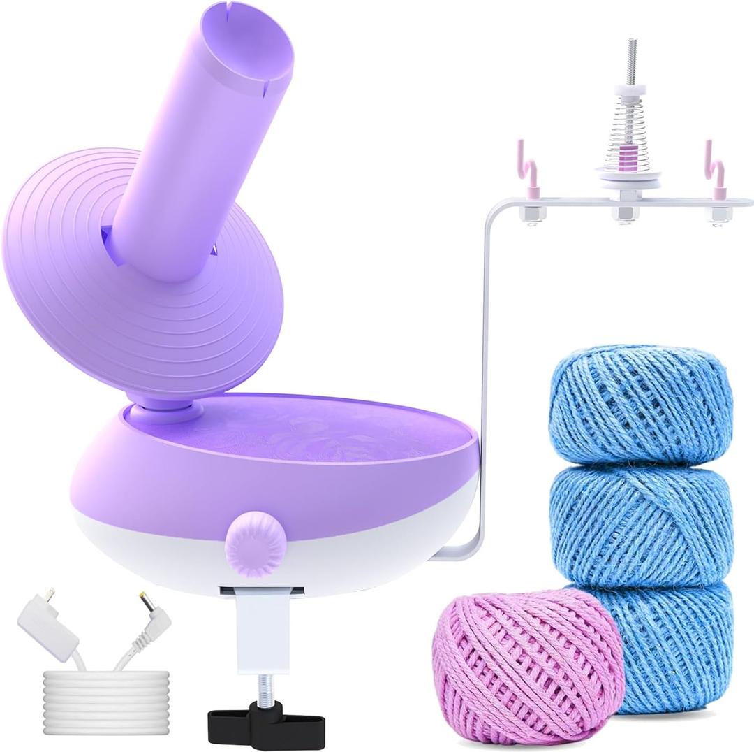 DAFENCHI Yarn Winder, Electric Yarn Winder That Can Work with Yarn Swift, Automatic Large Yarn Ball Winder for Crocheting, Speed Adjustable Yarn Spinner for Yarn Winding, Easy to Use Yarn Cake Winder (Purple)