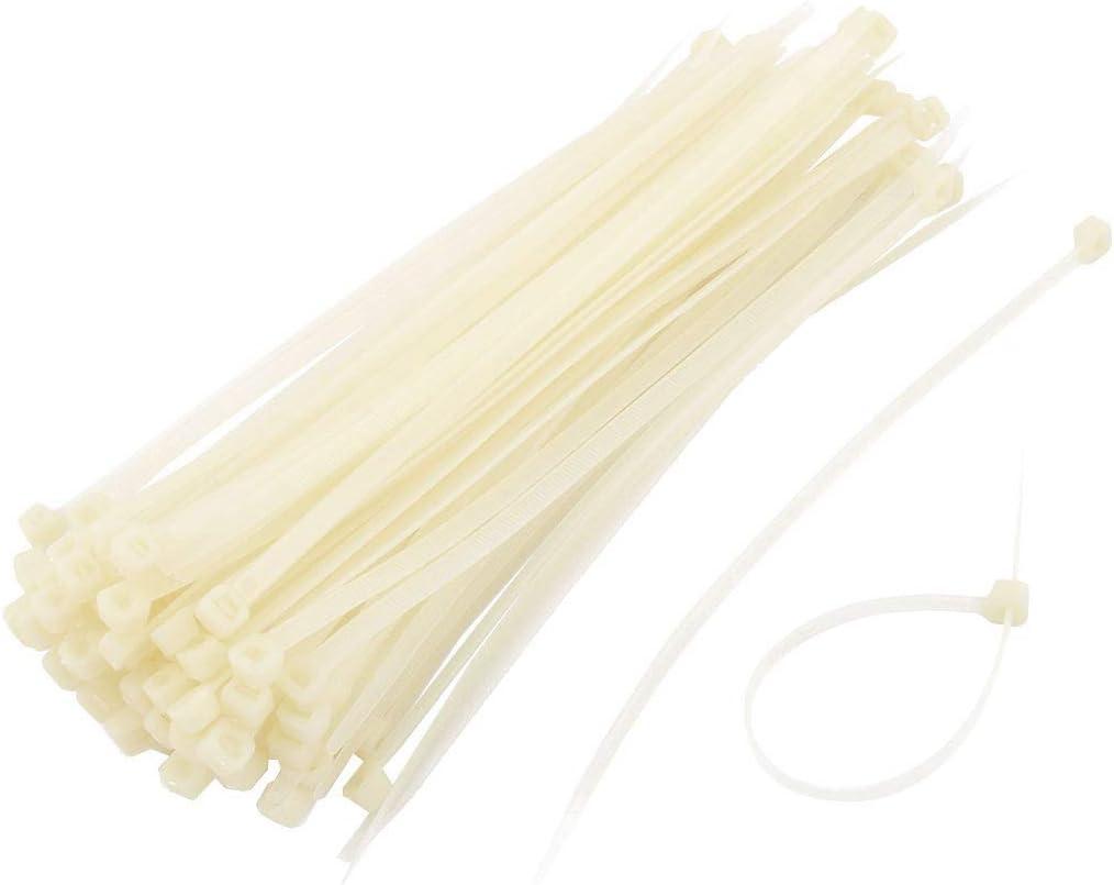 uxcell Plastic Self Locking Reusable Cable Zip Ties Fastener 198 x 5mm 100pcs Beige