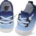 BARERUN Baby Shoes Baby First Walking Shoes Infant Sneakers Wide Toe Box Slip on Shoes Soft Sole Baby Boys Girls Crib Shoes Toddler Breathable Lightweight House Sock Shoes (Blue Change)