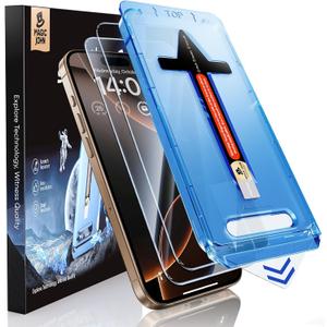 MAGIC JOHN 2 Pack for iPhone 16 Pro [6.3 inch] Tempered Glass Screen Protector, HD Clear, Bubble Free, Easy Installation, Auto Dust-Elimination, 16Pro 6.3''