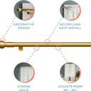 Zenna Home Adjustable Curtain Tension Rod for Windows, No Drill Expandable Tension Curtain Rod with Decorative Ball Finials, Easy Install Window Rod, 48 to 84 Inch, Gold