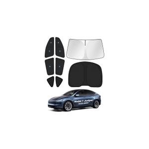 KUST Car Window Shades for 2025 2026 New Tesla Model Y Juniper Accessories with No-Fall Suction Cups Windshield Sun Shade Side Rear Window Covers Sunshade Privacy Protection for Camping Blackout 8PCS