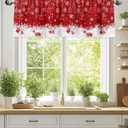 Christmas Window Valance Winter Snowflakes Window Treatment Merry Christmas Ball Ornaments Rod Pocket Curtain Valance,54x18 inch Xmas Snowflake Sparkle Red Kitchen Valance for Bathroom Cafe