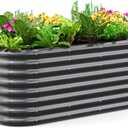 Quictent Galvanized Raised Garden Bed Kit, 6x3x2 ft Oval Metal Planter Box Tall for Vegetables Outdoor Backyard, Strengthened by Crossbar, Dark Gray