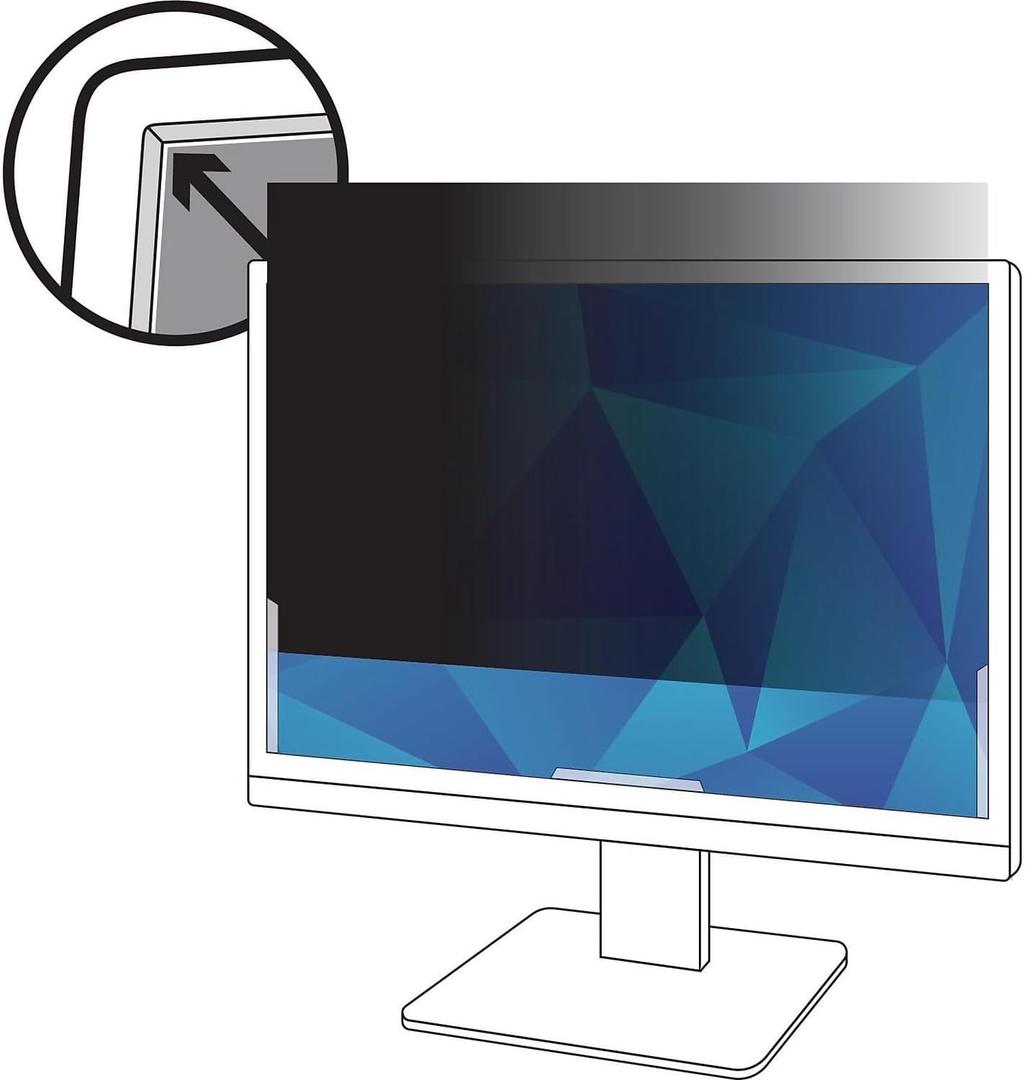 3M Privacy Filter for 24 Inch Widescreen Monitor, Reversable Gloss/Matte, Reduces Blue Light, Screen Protection, 16:9 Aspect Ratio (PF240W9B) , Black