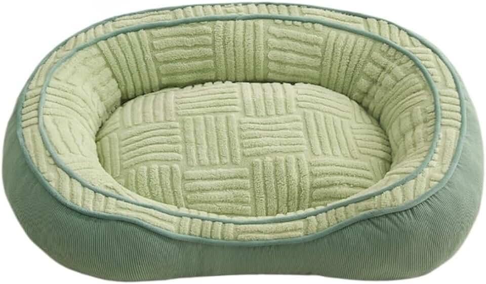 Small Dog Bed & Indoor Cat Bed - Calming Orthopedic Pet Bed, Cozy Jacquard Shaggy Plush Cuddle Bed with Anti-Slip Bottom(Green)