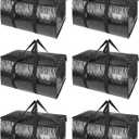 BALEINE 6-Pack Oversized Moving Bags with Reinforced Handles, Heavy-Duty Storage Tote for Clothes, Moving Supplies (Black, 6-Pack)