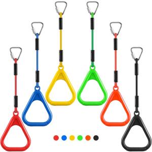 PELLOR Gymnastic Ring, Ninja Rings, Monkey Bars Adjustable Children's Home Gym Equipment, Pull Up Rings Sets for Workout Bodyweight Fitness Training (6 Color)