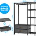 Ulif F3 Heavy Duty Clothes RackWith Fabric DrawersFreestanding Clothing Racks for Hanging ClothesAdjustable Closet Organizer SystemPortable Garment Rack 40" W x 15" D x 72" HMax Load 700LBSBlack
